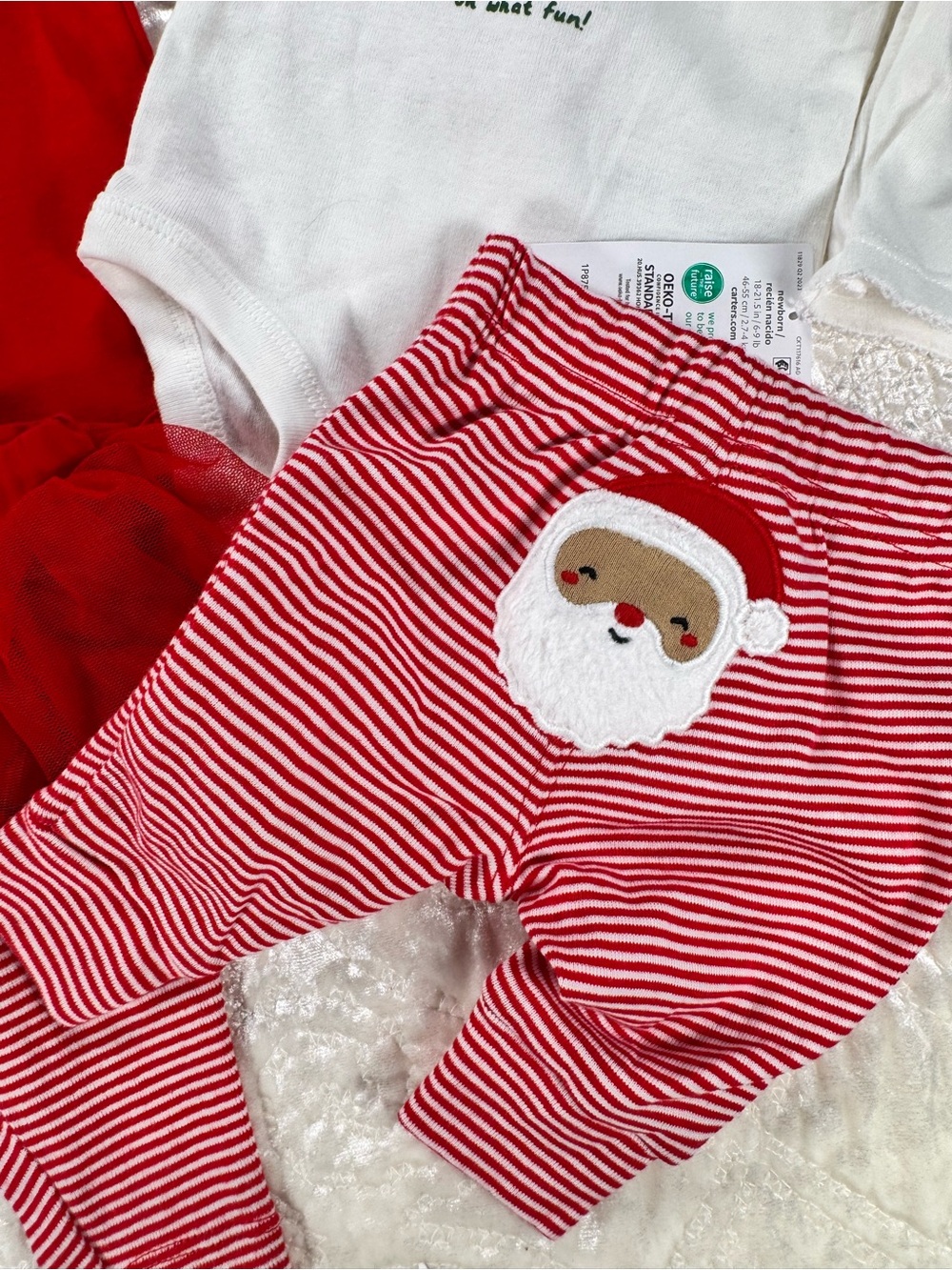 NWT CARTERS Baby Holiday 2 Outfits Set - Red & White First Christmas - Picture 4 of 6